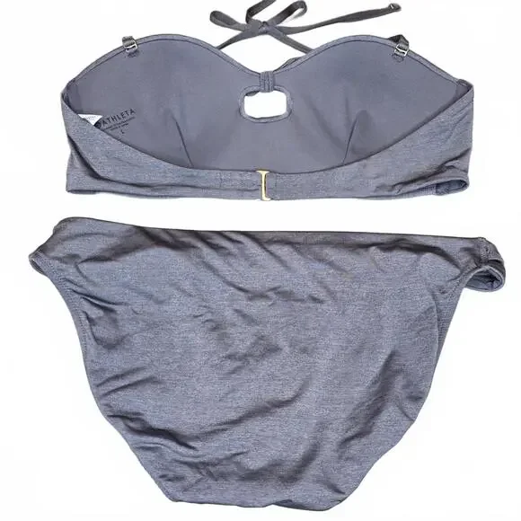 Athleta Dark Grey Bandeau style bikini Size Large - Picture 6 of 6